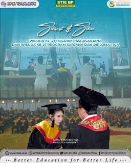 WISUDA KE-3 PROGRAM PASCASARJANA DAN WISUDA KE-27 PROGRAM SARJANA DAN DIPLOMA TIGA STIE BHAKTI PEMBANGUNANSebuah momen penuh kebanggaan, kebahagiaan, dan rasa syukur. Pada Sabtu, 17 Oktober 2026, STIE Bhakti Pembangunan telah menyelenggarakan Wisuda ke-3 Program Pascasarjana serta Wisuda ke-27 Program Sarjana dan Diploma Tiga yang bertempat di Manggala Wanabakti, Jakarta.Acara istimewa ini turut dihadiri oleh:Bapak Andra Soni, S.M., M.AP. — Gubernur Provinsi BantenBapak Dr. Henri Togar Hasiholan Tambunan, S.E., M.A. — Kepala LLDikti Wilayah IIIProf. Dr. Thomas Suyatno — Ketua Yayasan Bhakti Pembangunan IndonesiaSTIE Bhakti Pembangunan menyampaikan terima kasih dan apresiasi yang setinggi-tingginya kepada para tamu kehormatan, Yayasan Bhakti Pembangunan Indonesia, seluruh jajaran pimpinan, dosen, tenaga kependidikan, orang tua dan keluarga wisudawan, serta seluruh pihak yang telah memberikan dukungan dan berkontribusi dalam menyukseskan penyelenggaraan wisuda ini.Selamat dan sukses kepada seluruh wisudawan dan wisudawati! 🎓Hari ini bukanlah akhir dari perjalanan, melainkan awal dari langkah baru untuk meraih cita-cita, mengembangkan potensi, dan memberikan kontribusi nyata bagi masyarakat, bangsa, dan negara.Teruslah melangkah, berkarya, dan menginspirasi. Semoga ilmu yang telah diperoleh menjadi bekal untuk meraih masa depan yang gemilang.STIE Bhakti Pembangunan — Better Education For Better Life.#STIEBhaktiPembangunan #WisudaSTIEBP #Wisuda2026 #WisudaPascasarjana #WisudaSarjana #WisudaDiplomaTiga #KampusJakarta #GenerasiUnggul