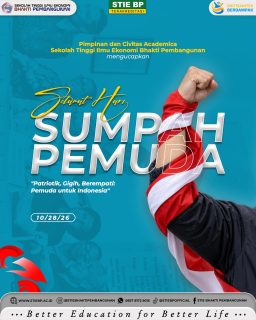 Keluarga besar STIE Bhakti Pembangunan mengucapkan Selamat Hari Sumpah Pemuda ke-98.Terus bergerak, terus berkarya, untuk Indonesia!#STIEBhaktiPembangunan #SumpahPemuda2026 #HariSumpahPemuda #PemudaIndonesia #PemudaBerdaya #DiktisaintekBerdampak